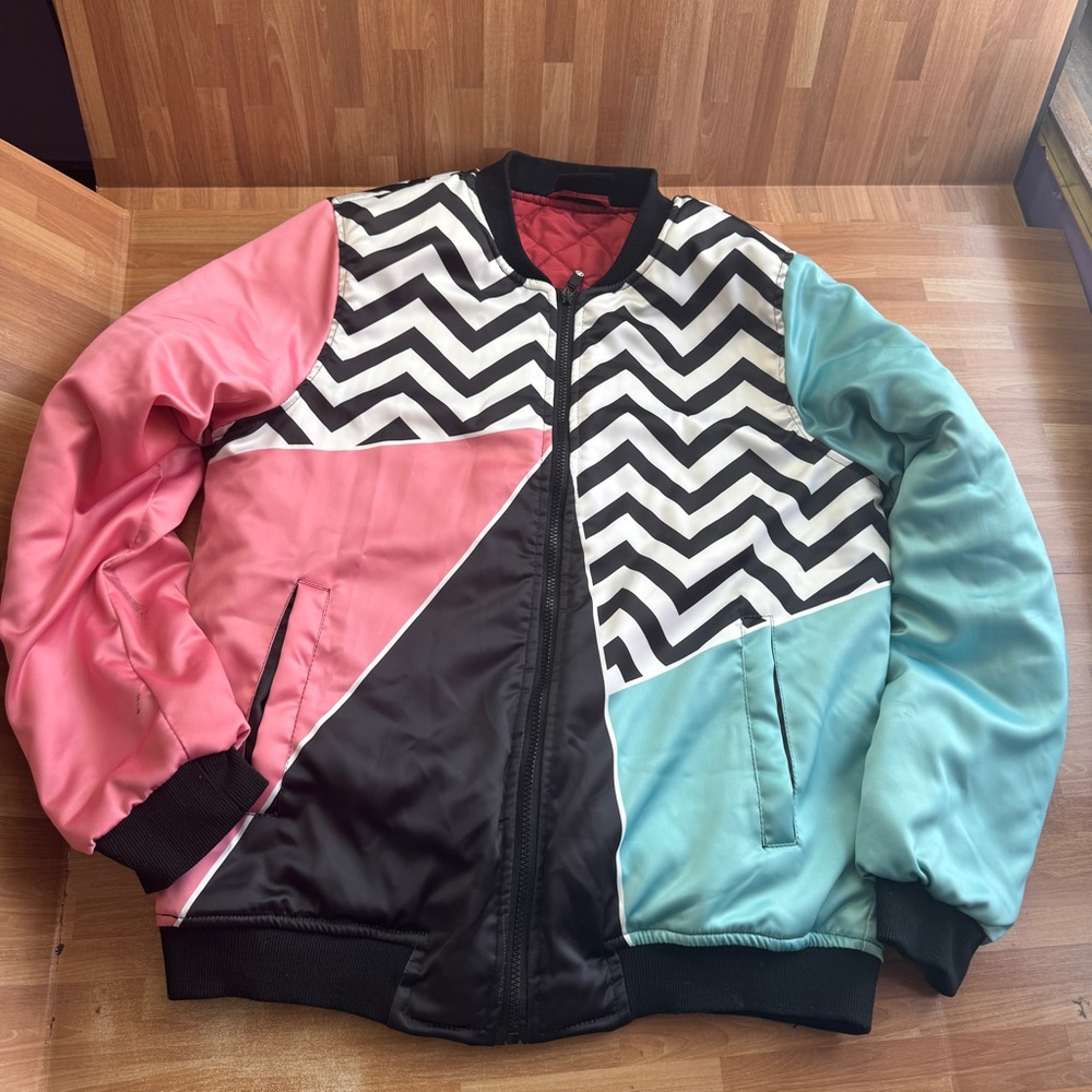 Fresh hoods Illuminati Bomber Jacket,colorful retro-style, size medium